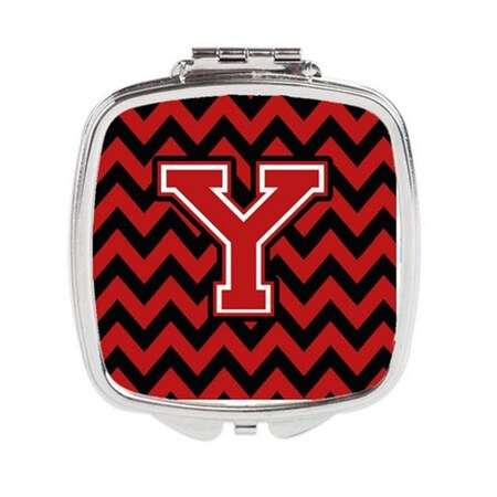 Carolines Treasures Letter Y Chevron Black and Red Compact Mirror CJ1047-YSCM